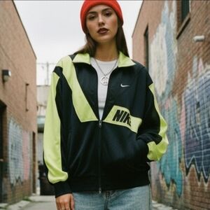 Nike M Vintage 90s Neon Mesh Sporty Blokecore Streetwear Flight Track Jacket